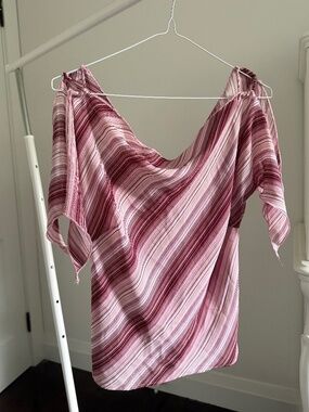 y2k cowlneck striped poncho-style split sleeve blouse